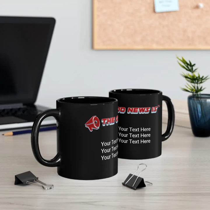 The Good News Is (logo) Black Mug